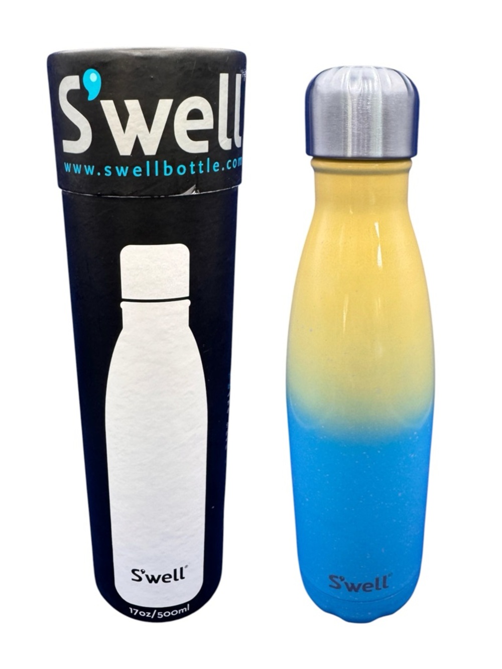 S’well Spring Equinox Insulated Water Bottle 17 oz Yellow Blue Ombre